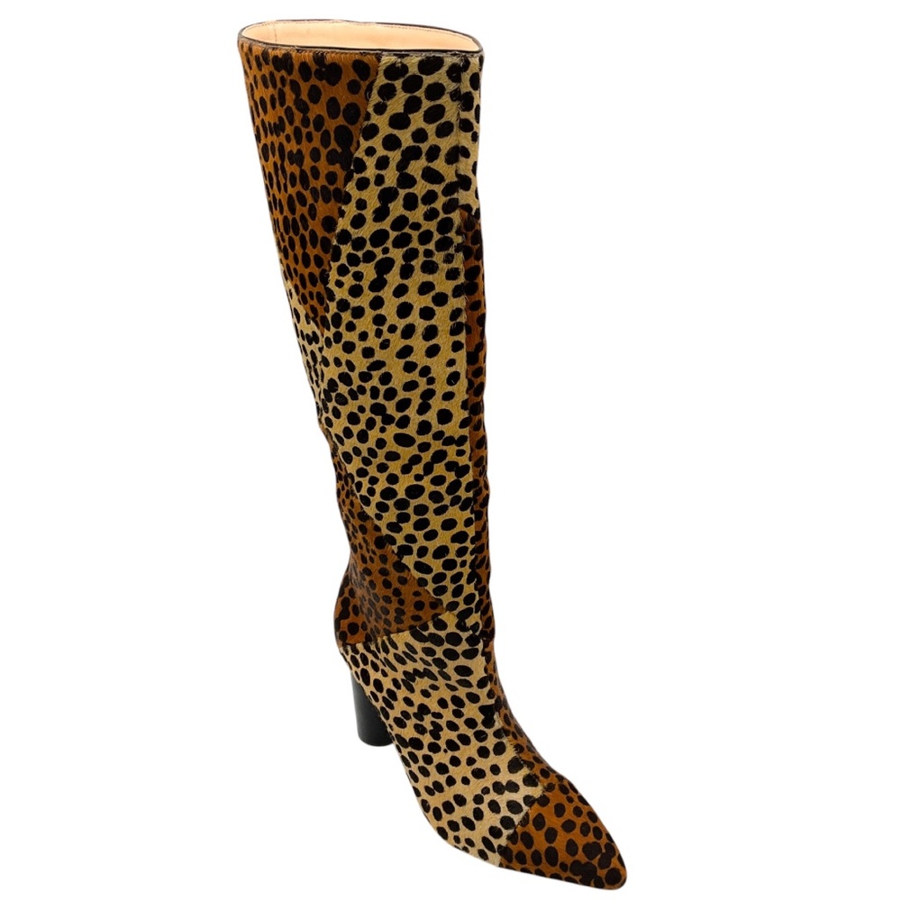 ULLA JOHNSON UMBER LEOPARD CHEETAH JERRI KNEE HIGH CALF PONY HAIR BOOTS